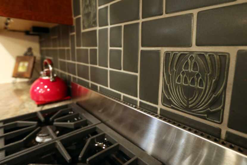 A detail of the tile in the remodeled kitchen of a Dallas-area home.