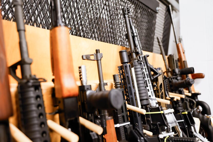 Mixed batch of long guns seized by ATF at its evidence vault in Lewisville. 