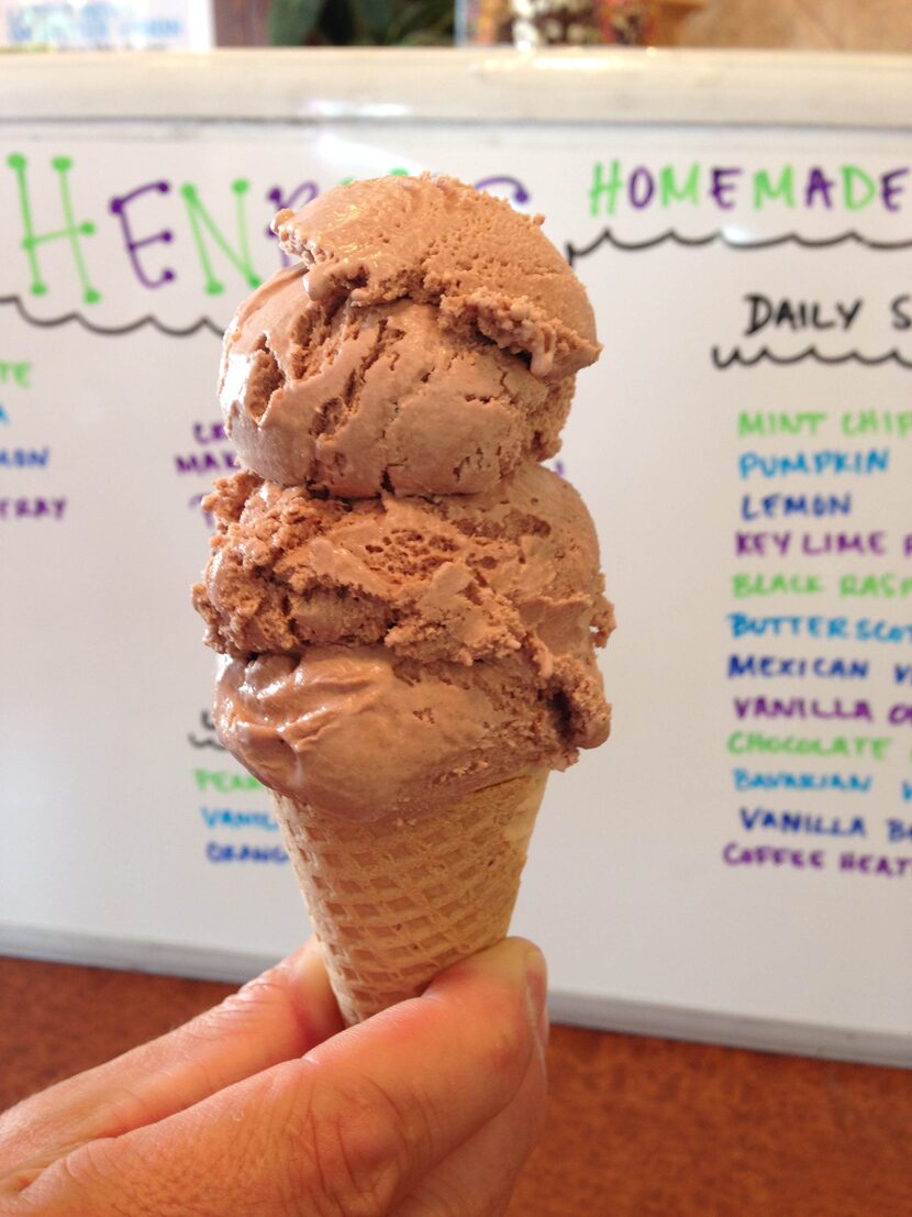 Chocolate ice cream cone at Henry's of Plano