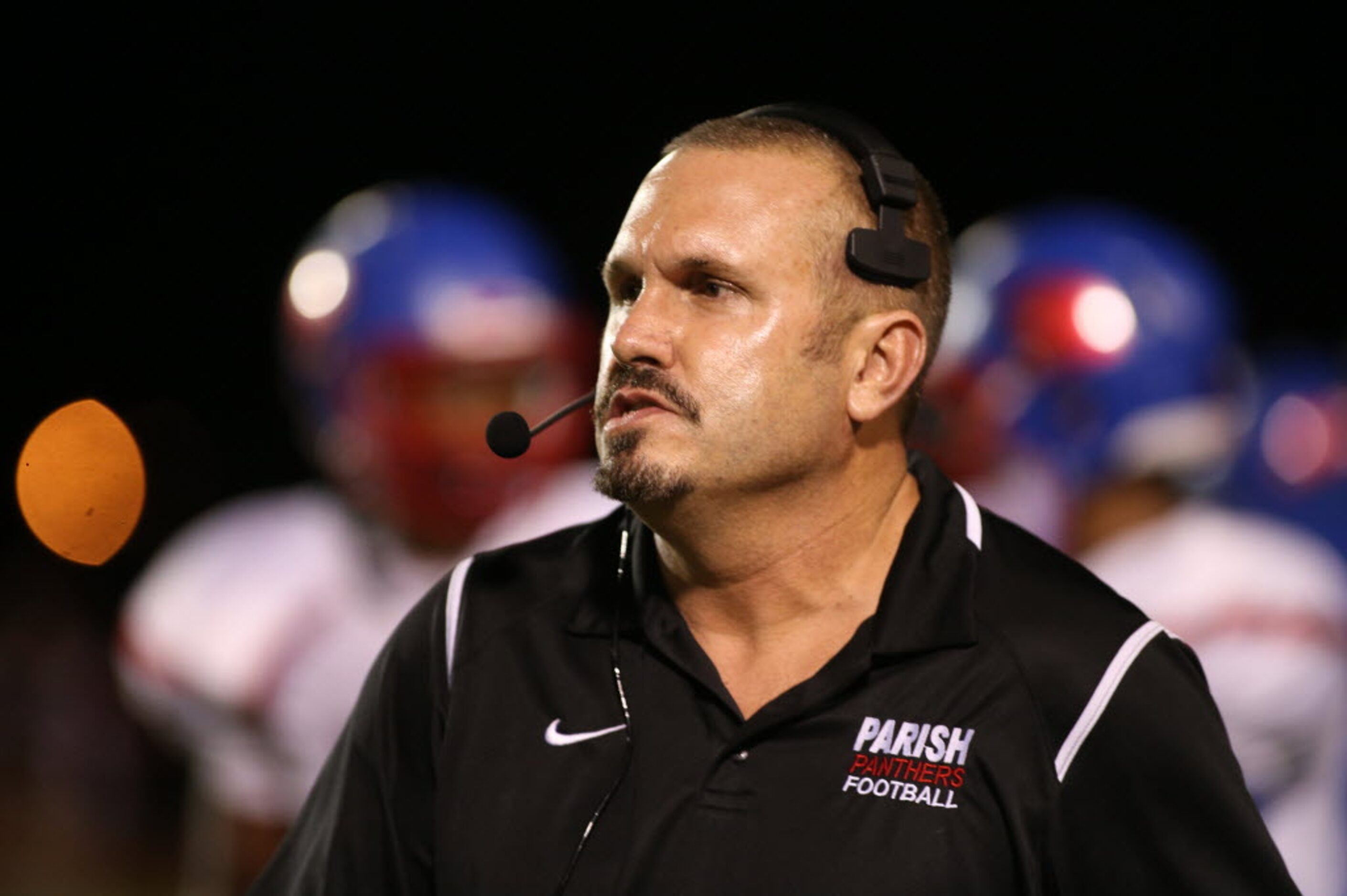 Parish Episcopal’s head coach Scott Nady against Fort Worth Christian during game action at...