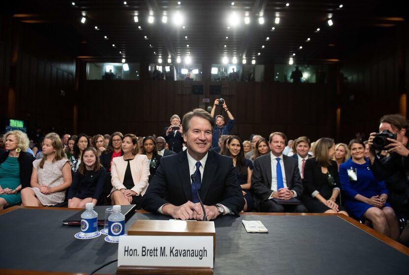 Judge Brett Kavanaugh listens during his U.S. Senate Judiciary Committee confirmation...