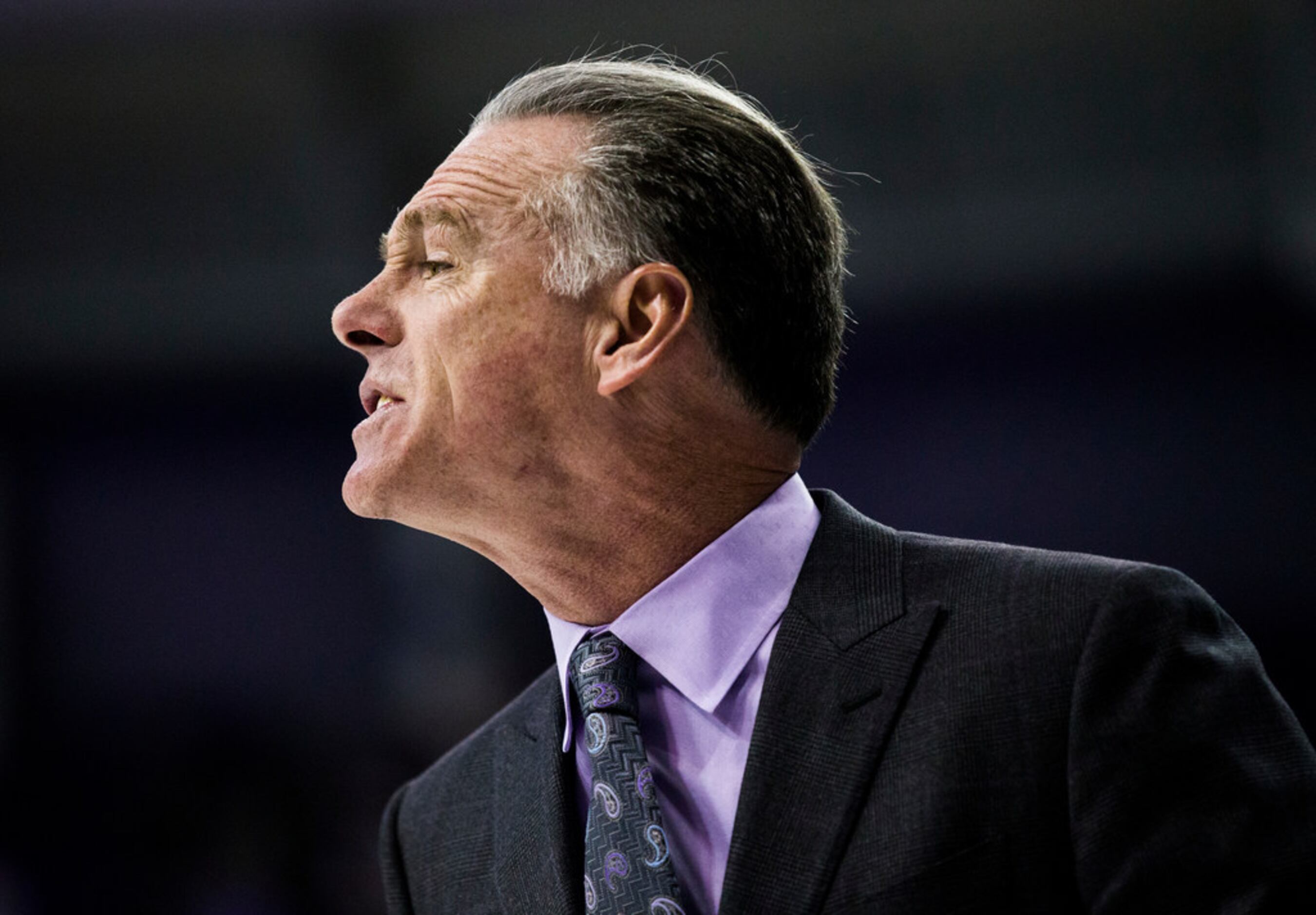 TCU Horned Frogs head coach Jamie Dixon yells from the sideline during the first half of an...
