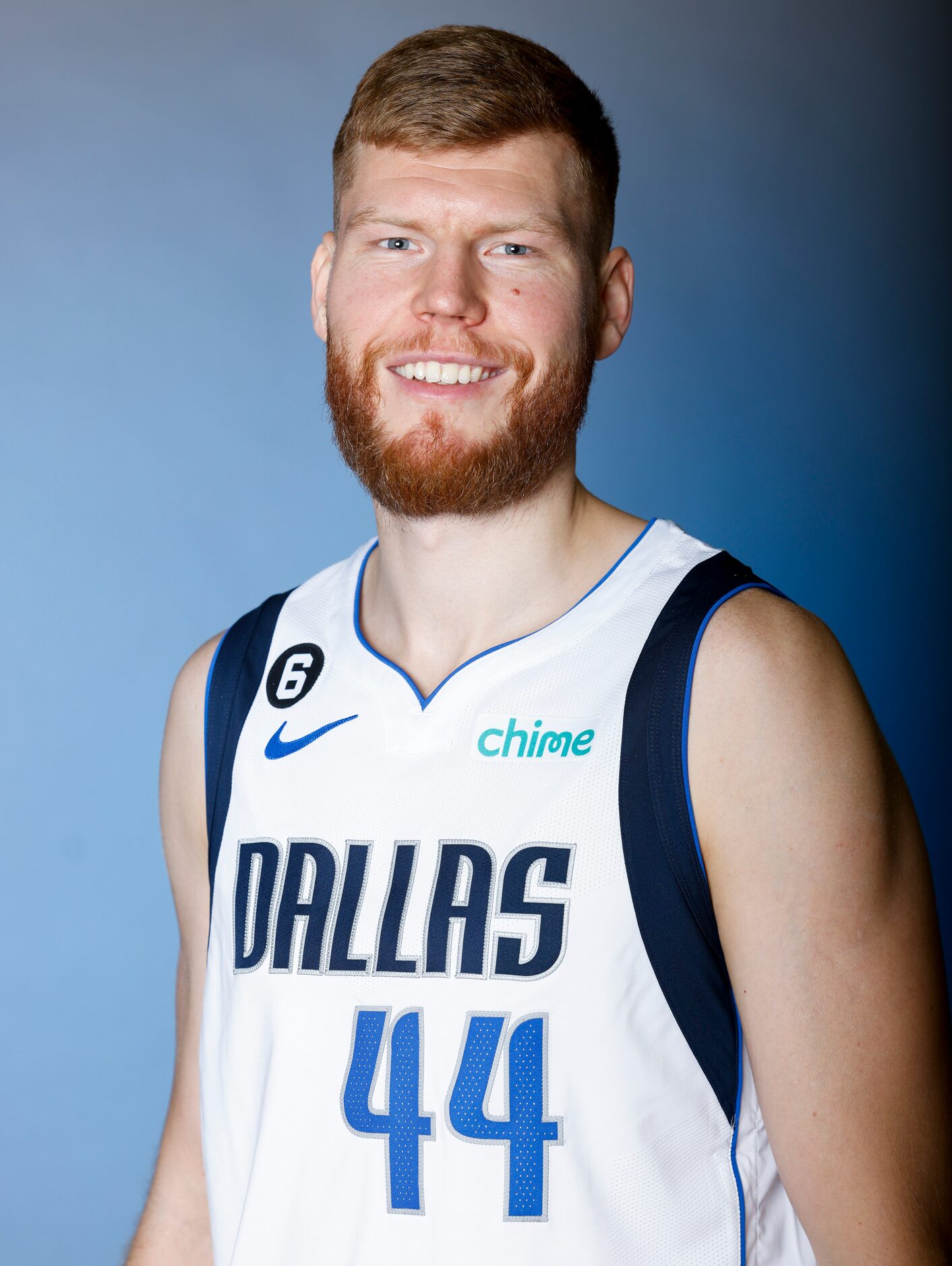 Dallas Mavericks’ Davis Bertans is photographed during the media day at American Airlines...