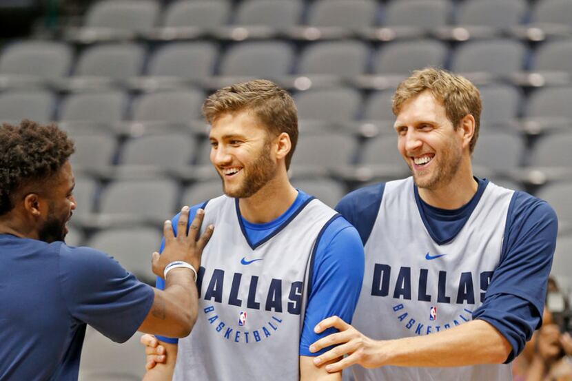 Dirk Nowitzki (right) on being a role model or mentor to younger German players like Maxi...
