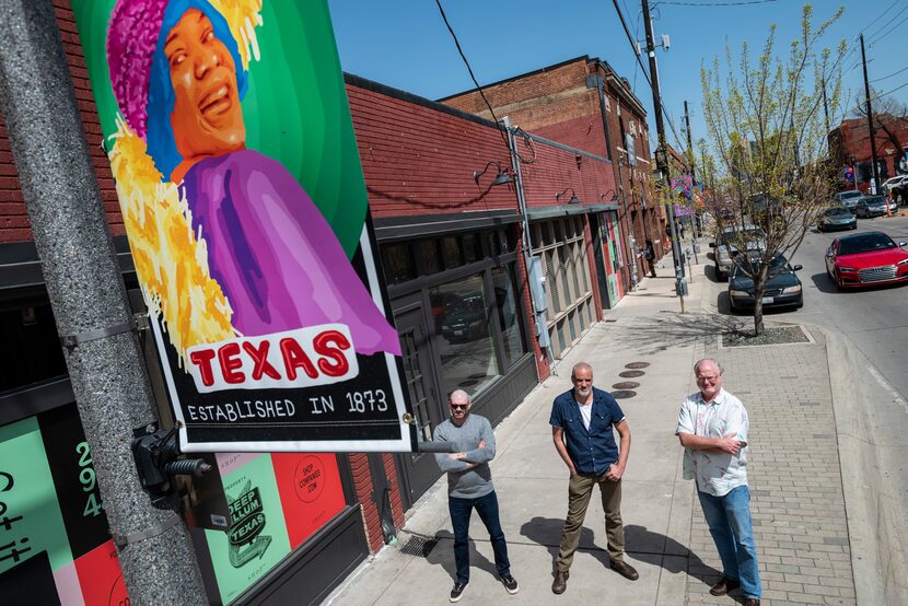 Cheapsteaks owners Jeff Biehler, John Jay Meyers and Ed Laster pose outside the old...