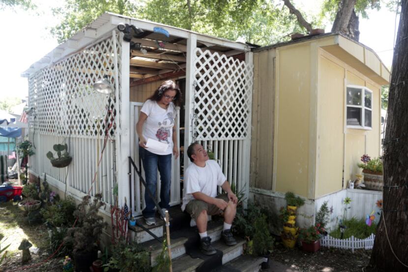 Sonia Brink and her husband, Francisco Castillo, live at the Dallas West Mobile Home and RV...