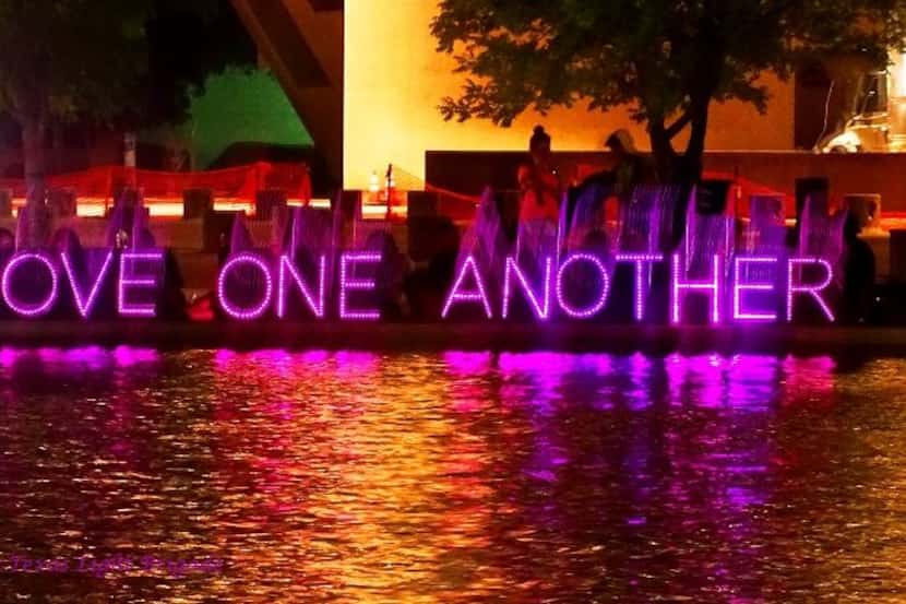 North Texas Light Brigade lit up the message "Love One Another" following the Dallas Ambush...