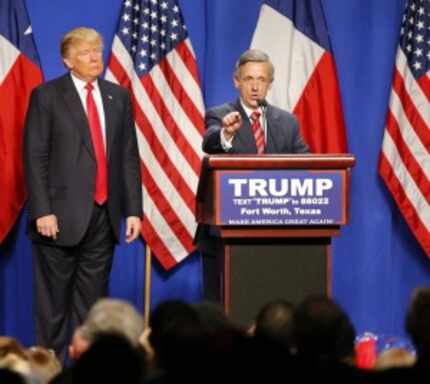  Jeffress speaks on behalf of Republican presidential candidate Donald Trump during a rally...