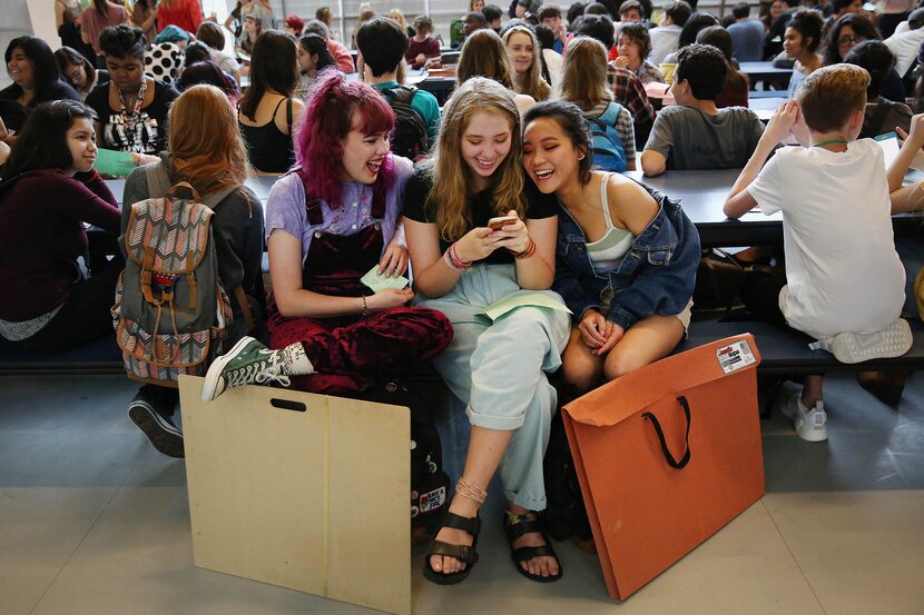 Visuals Arts conservatory students (from left) Thursdae Sierocki, Hailey Winn and Zoe...