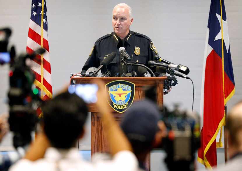 Fort Worth interim police chief Ed Kraus held a news conference Oct. 15  at the Bob Bolen...