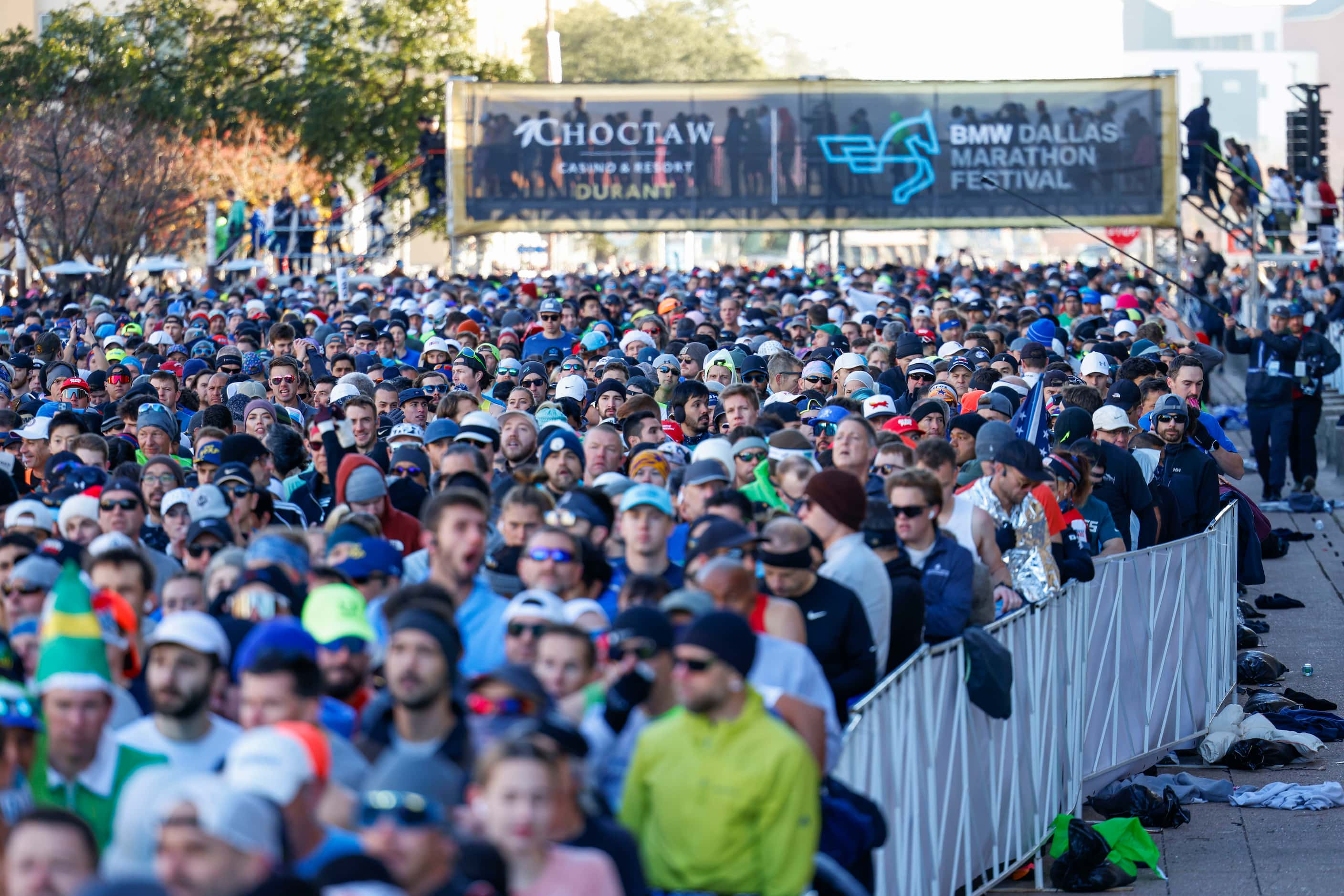 Runners wait to start during 2023 BMW Dallas Marathon on, Sunday, Dec. 10, in Dallas. 