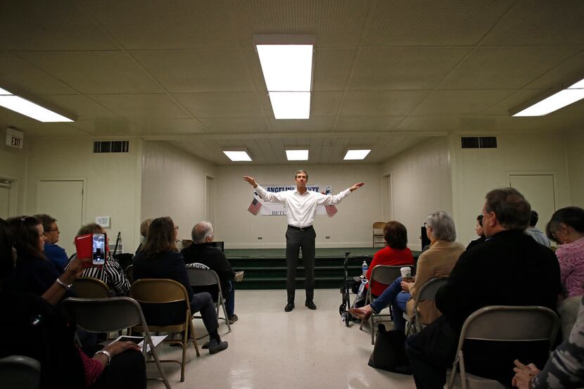 U.S. Congressman Beto O'Rourke gives a speech at Brandon Community Center in Lufkin on Feb....