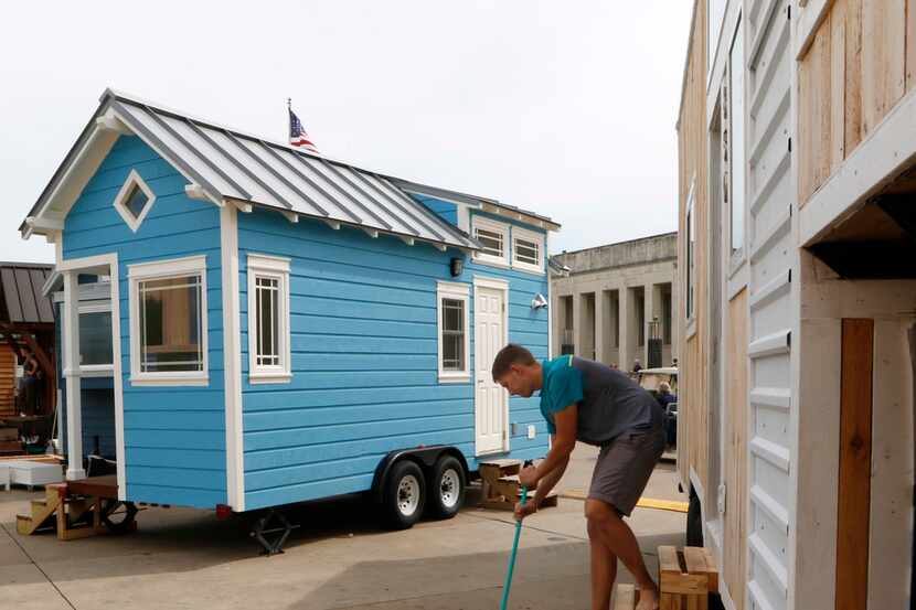 Richard Ward, 24, of Red Oak, Texas, swept around the front of his 250-square-foot Terraform...