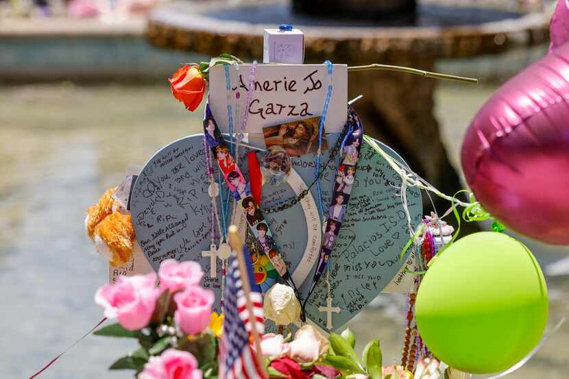 A memorial for Robb Elementary School shooting victim Amerie Jo Garza, 10, at the town...