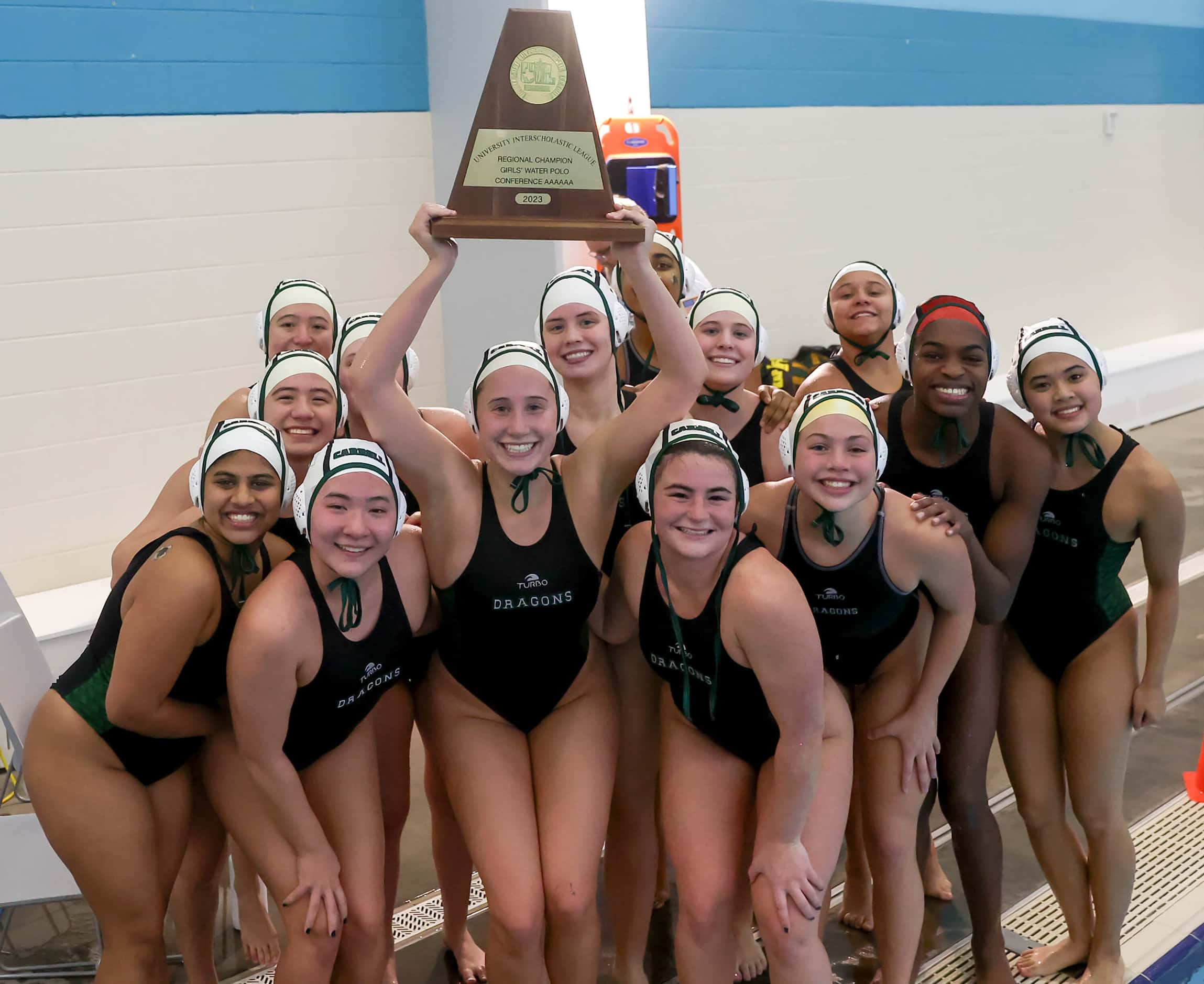 The Southlake Carroll Lady Dragons defeat Hebron, 11-4 in the 6A Region I girls water polo...