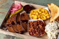This platter of barbecue, photographed Feb. 2, 2024 at VBQ in Fort Worth, is entirely vegan....