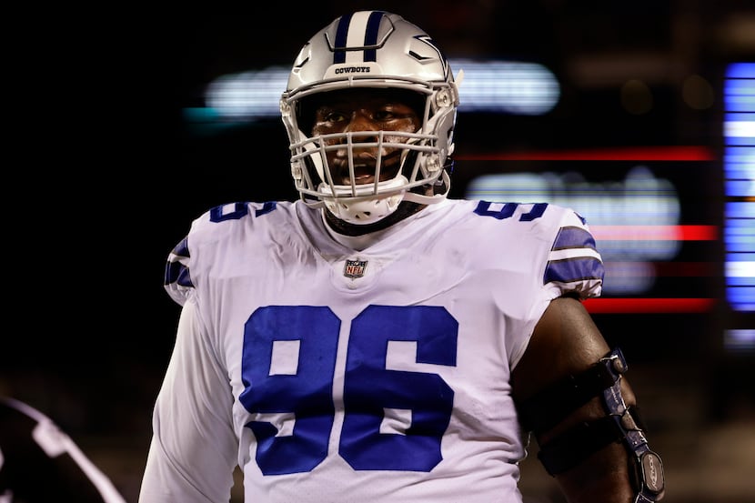 Dallas Cowboys defensive tackle Neville Gallimore (96) before an NFL football game against...