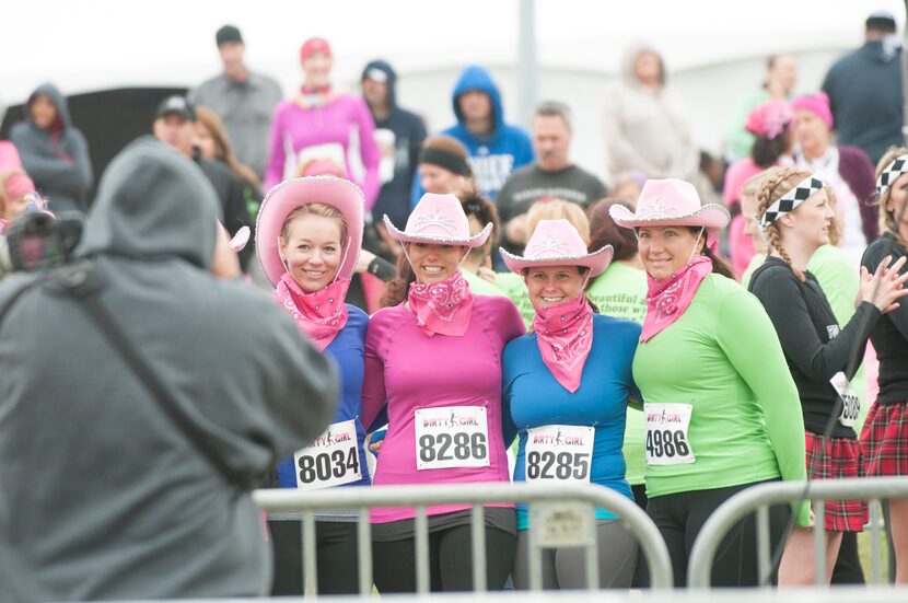 Women competing in the Dirty Girl Mud Run at Cedar Hill State Park on Saturday, Oct. 6, 2012.  