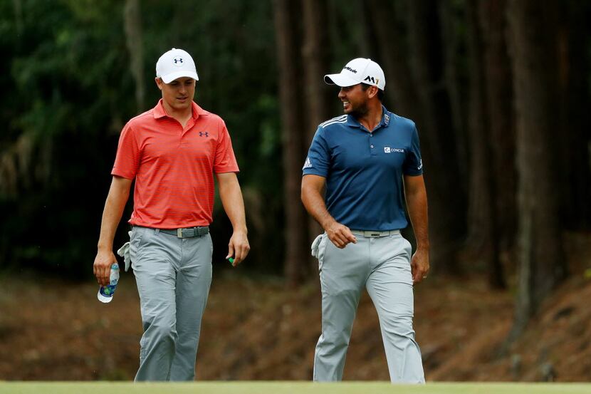 PONTE VEDRA BEACH, FL - MAY 13:  Jordan Spieth of the United States (L) and Jason Day of...