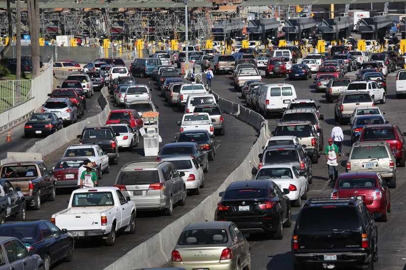 TIJUANA, MEXICO - OCTOBER 02:  Traffic waits to cross the border into the United States from...