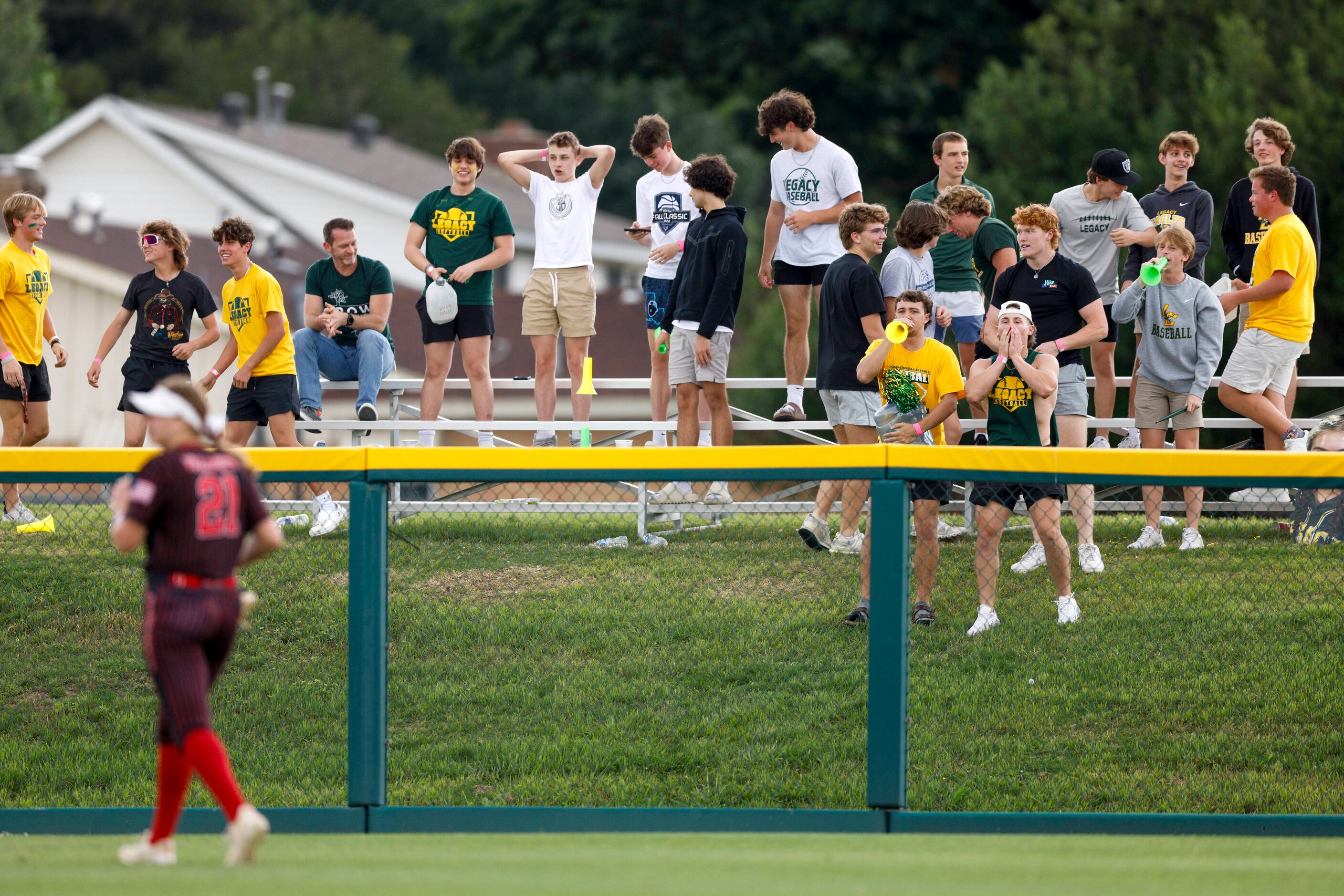 Frisco Legacy Christian fans cheer after a run during the third inning of the TAPPS Division...