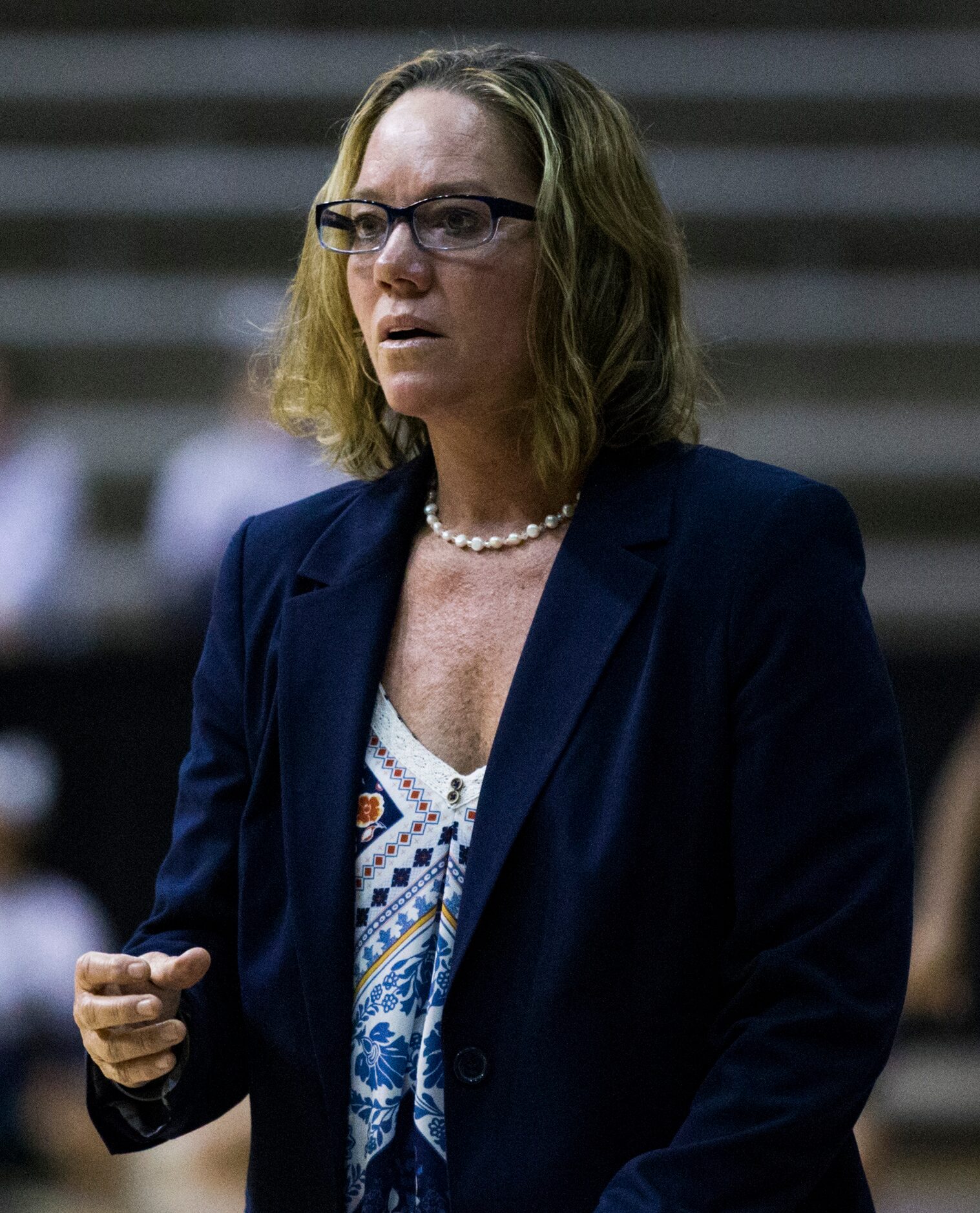 McKinney head coach Debbie Harris watches from the sideline during the fourth quarter of a...