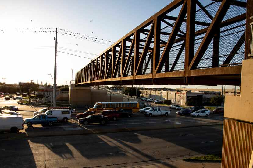 The Harry Hines pedestrian bridge in Dallas on Feb. 12, 2019. 