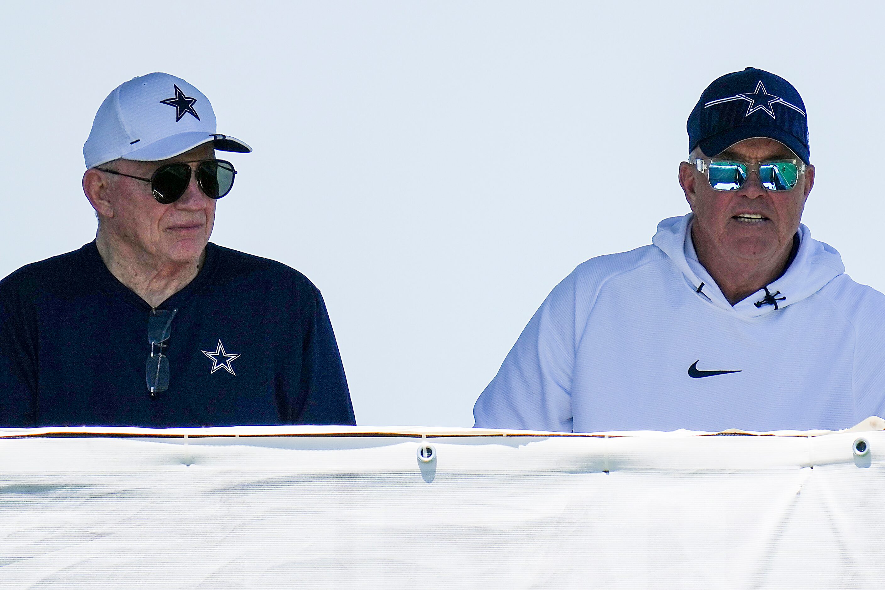 Dallas Cowboys owner and general manager Jerry Jones (left) and executive vice president...