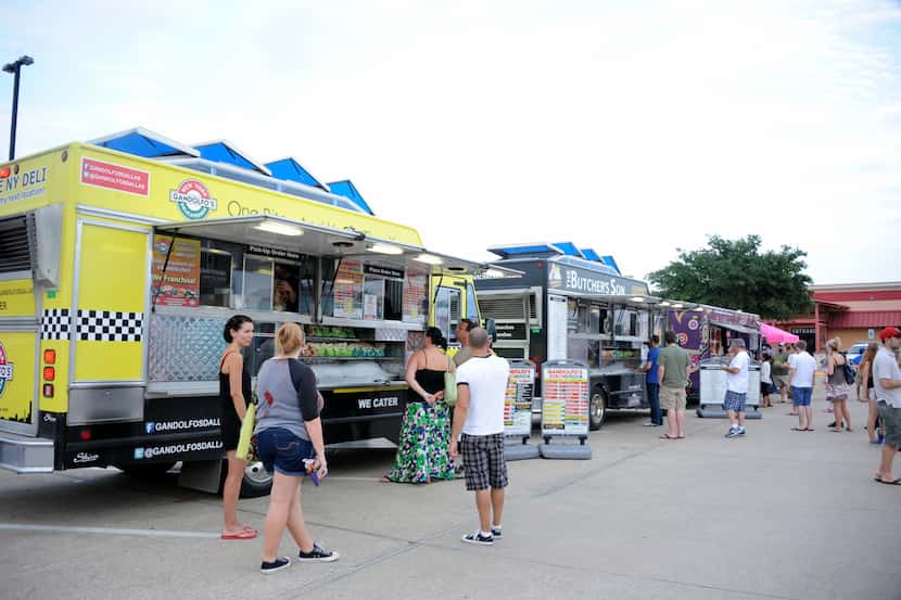 Food trucks line up for hungry guests who are in costume as characters from the movies Hot...