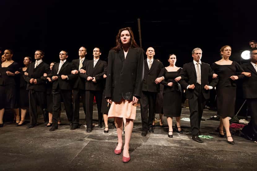 In the late choreographer Pina Bausch's The Seven Deadly Sins, Stephanie Troyak is on stage...