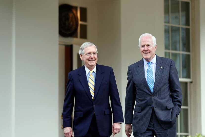 Senate Majority Leader Mitch McConnell of Ky., left, and Senate Majority Whip Sen. John...
