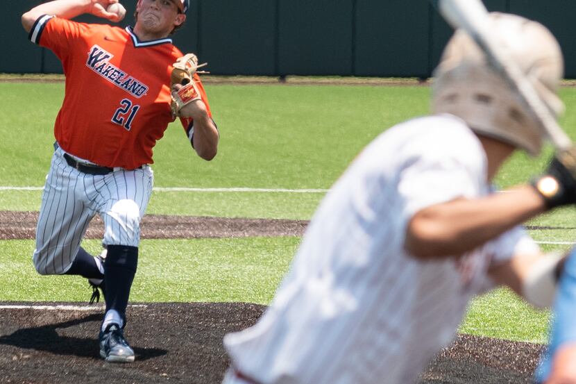 Frisco Wakeland pitcher Sam Friedman (21) makes a pitch versus W.T. White during the 4th...