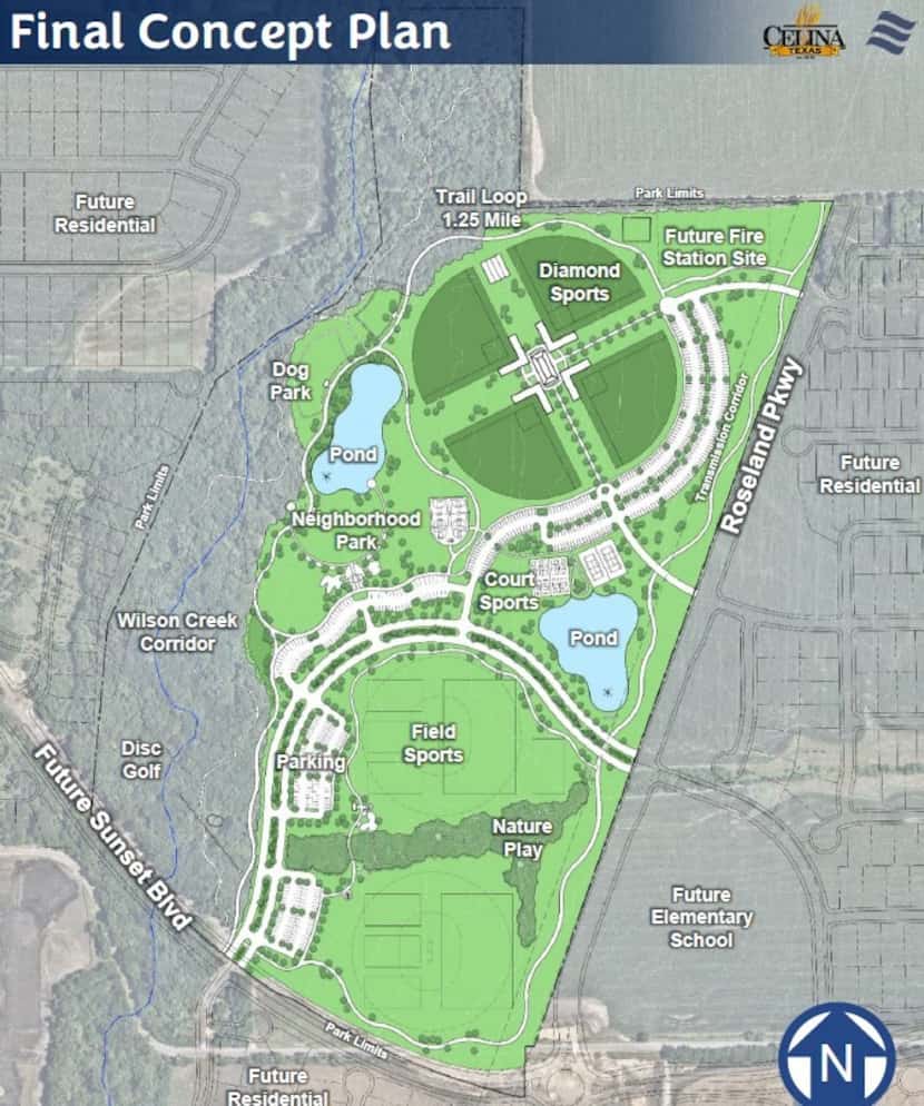 The final concept plan for Wilson Creek Park, a 100-acre recreational area, includes...