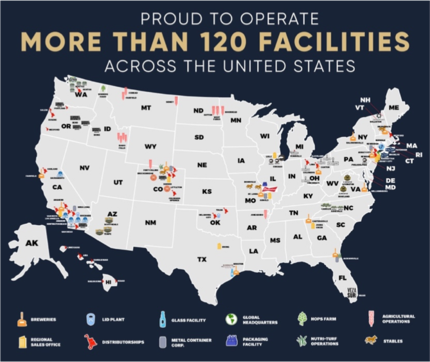 Anheuser-Busch operates more than 120 facilities across the United States