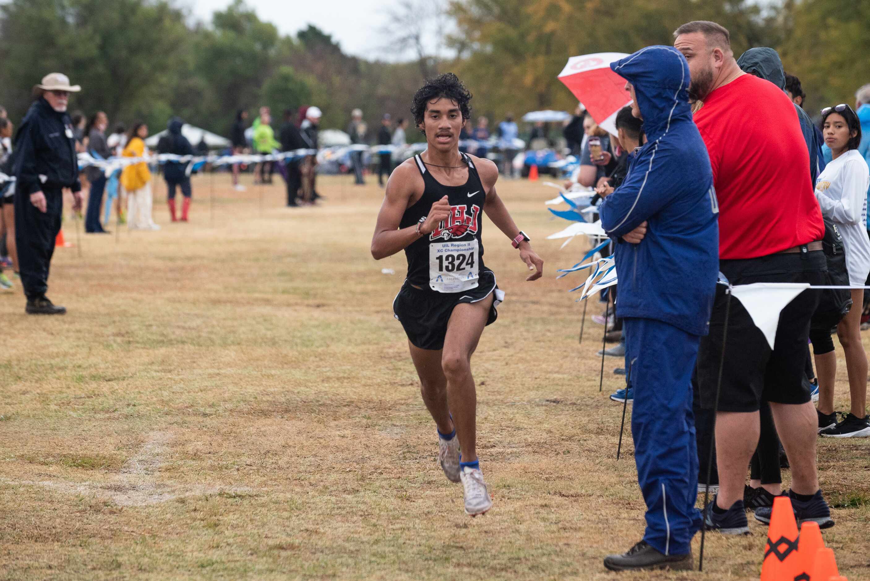 Diamon Hill Jarvis high school runner Angel Sanchez finishes first in the 4A Boys UIL Region...
