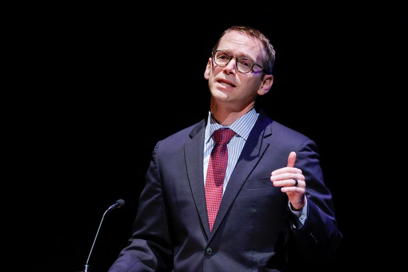 Mike Morath, Texas Commissioner of Education, speaks during the Dallas Regional Chamber’s...