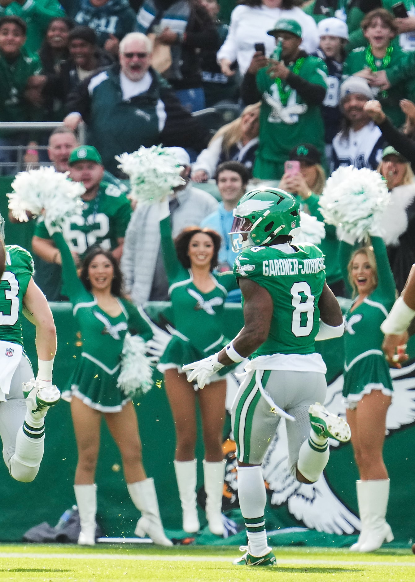 Philadelphia Eagles safety C.J. Gardner-Johnson (8) returns and interception for a touchdown...