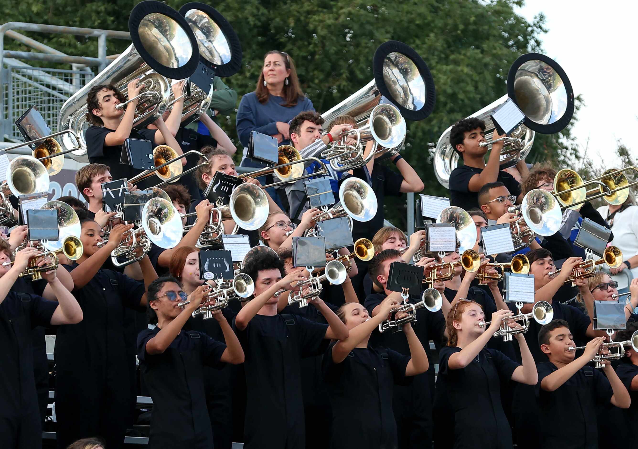 The Byron Nelson band performs before their game against Southlake Carroll in a District...