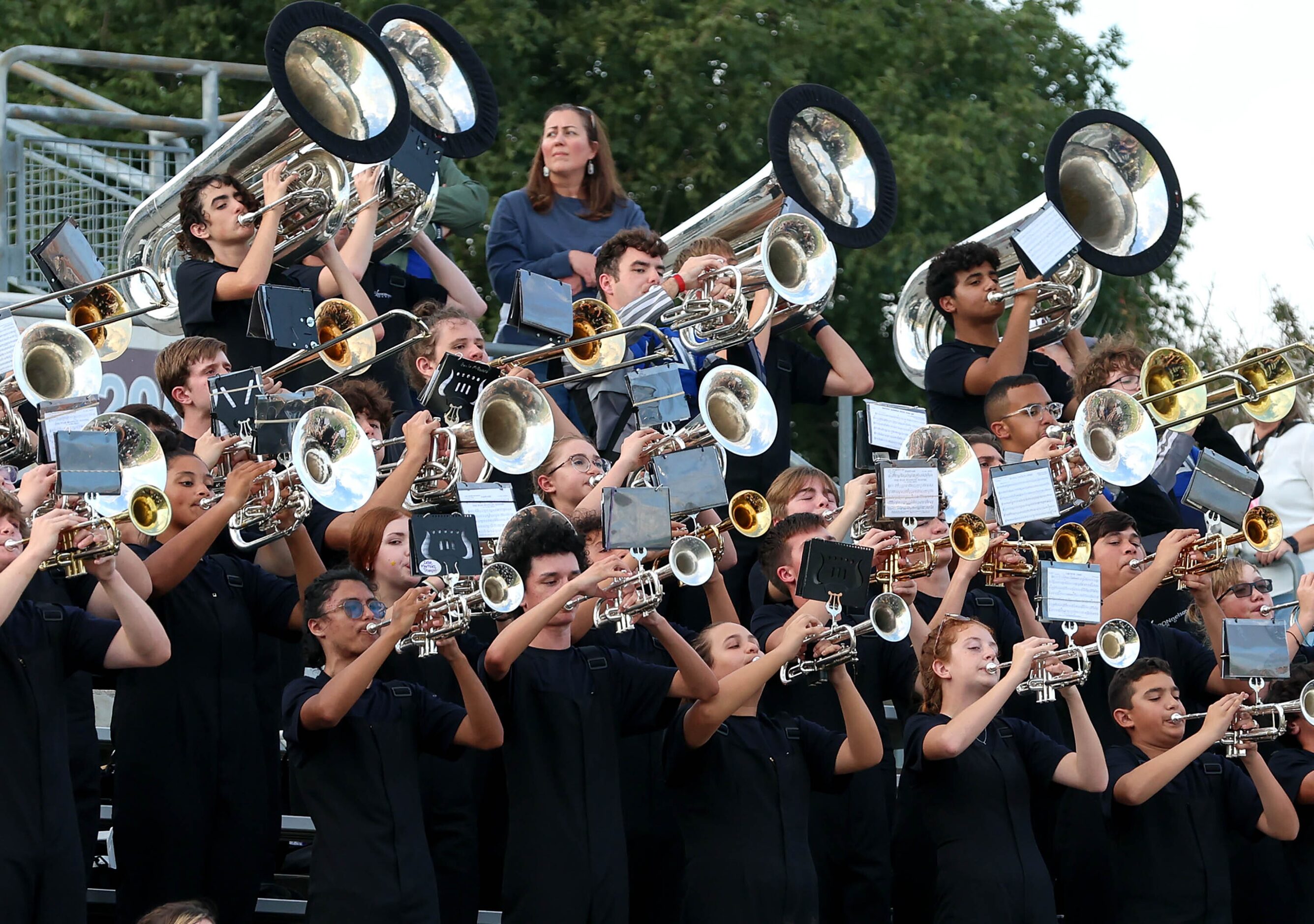 The Byron Nelson band performs before their game against Southlake Carroll in a District...