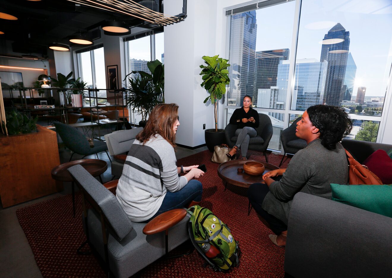 From left: Caitlin Studley, Clarisa Lindenmeyer and Jasmin Brand, all with Launch DFW,...