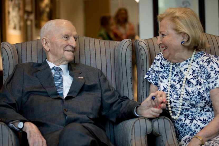 Ross Perot photographed on his 89th birthday in his office in Dallas with his wife, Margot,...