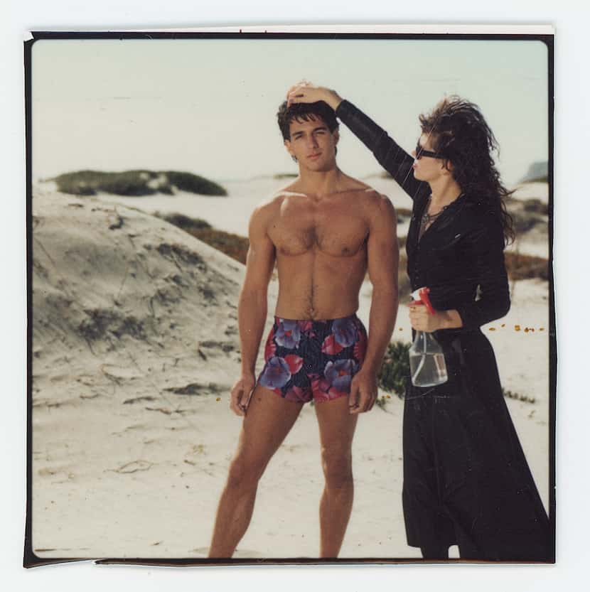 Maureen Dalton Wolfe (right) styles an unidentified model on the beach in the 1980s for...