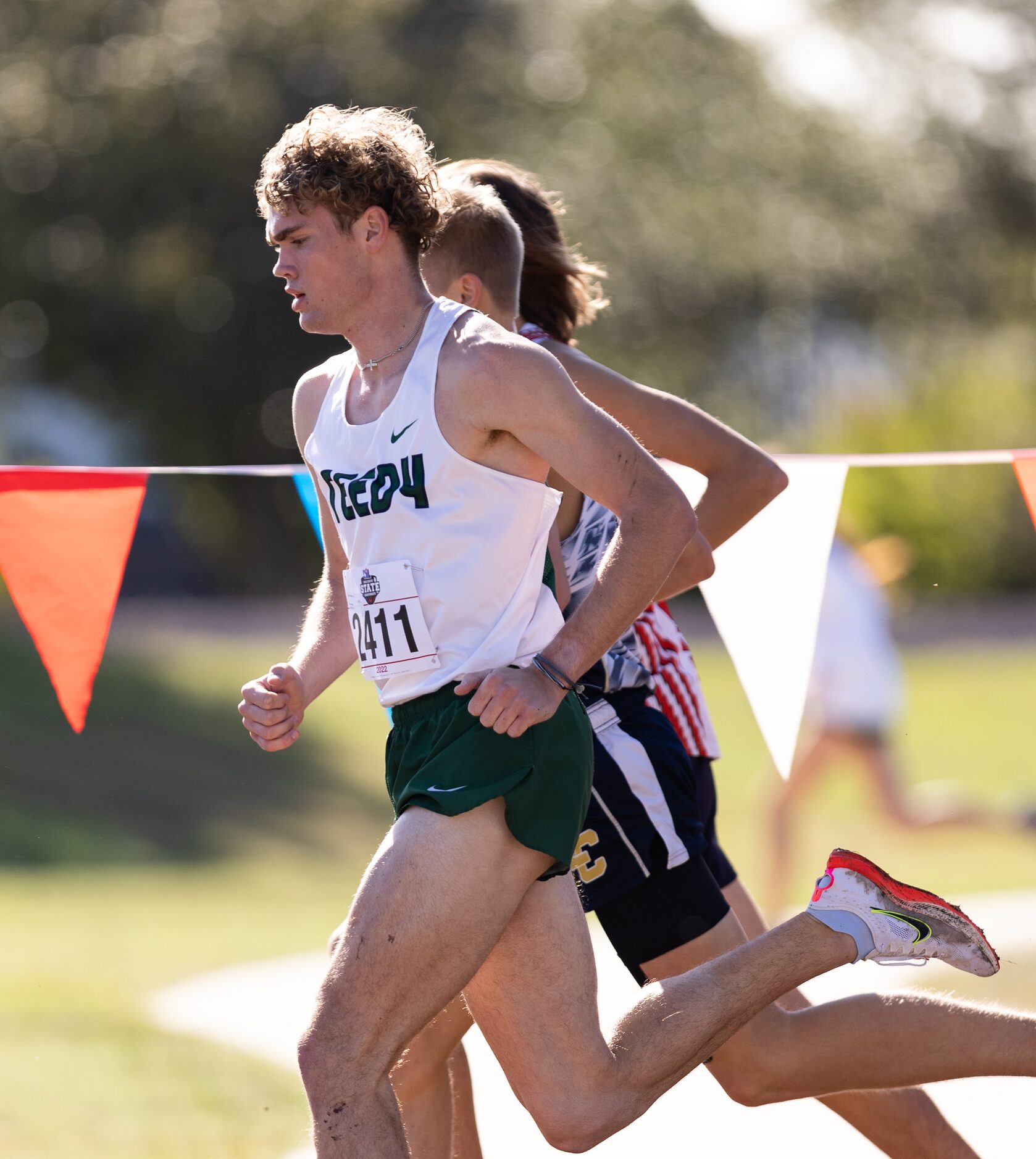 Garrick Spieler of the Frisco Reedy Lions competes in the 5A boys’ 5k race during the UIL...