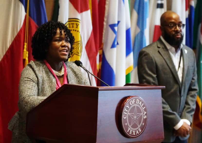 Tonya McClary speaks during a Community Oversight Board meeting at City Hall in Dallas, TX...