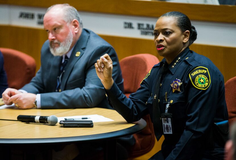 Dallas County Sheriff Marian Brown speaks after the Texas Commission on Jail Standards...