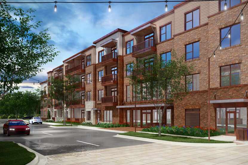 The Lenox Maplewood apartments are next to a DART rail station.