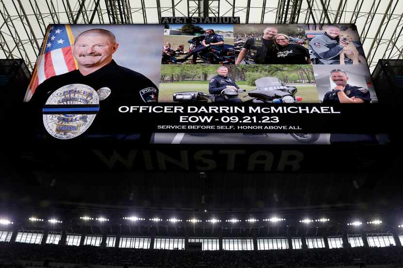 The Dallas Cowboys remembered Arlington Police Motorcycle Officer  Darrin McMichael before...