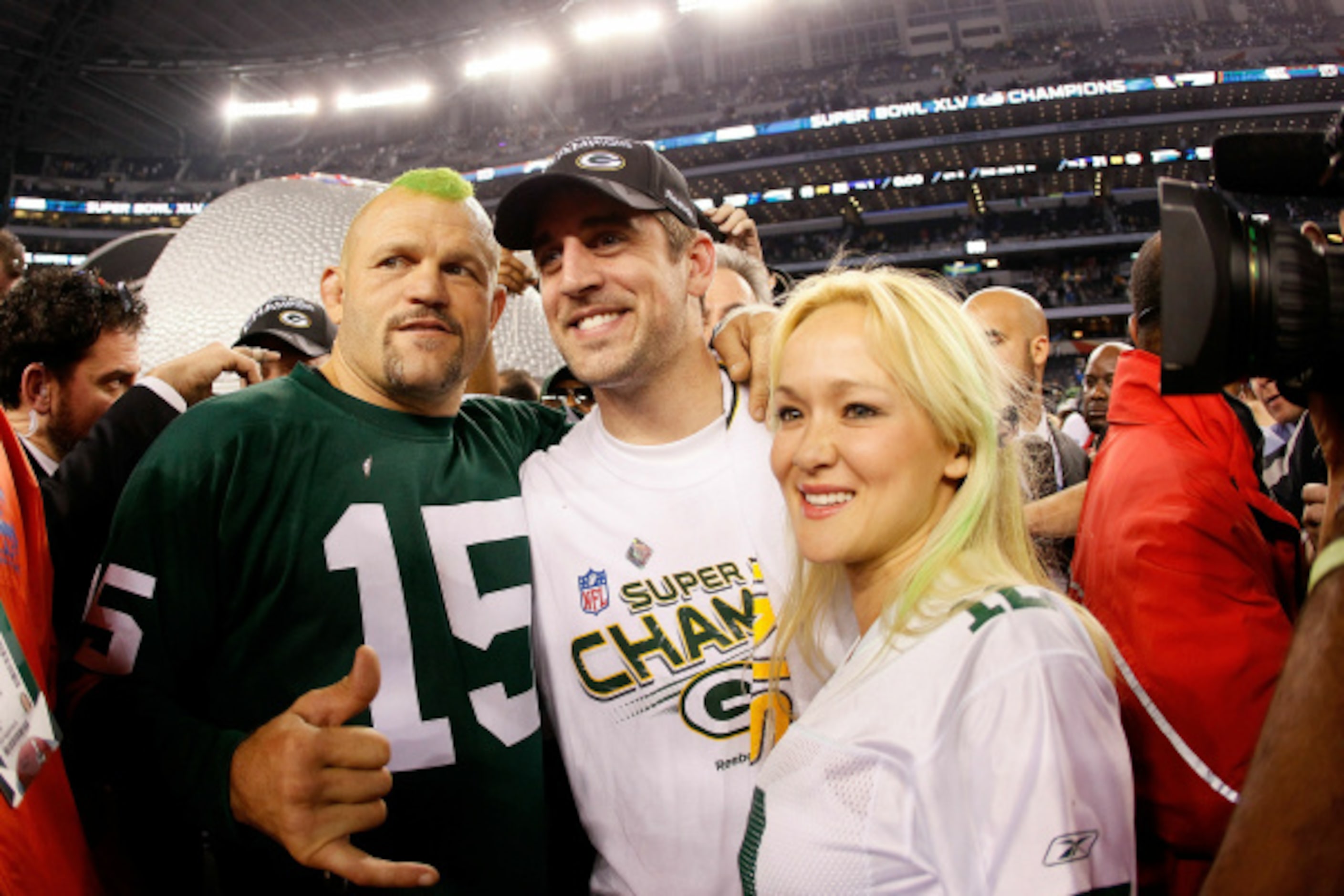 Former MMA Champion Chuck Liddell, Super Bowl MVP Aaron Rodgers #12 of the Green Bay Packers...