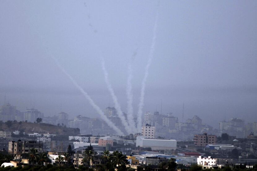 SDEROT, ISRAEL- NOVEMBER 17:  (ISRAEL OUT) A rocket is launched from Gaza as seen from near...