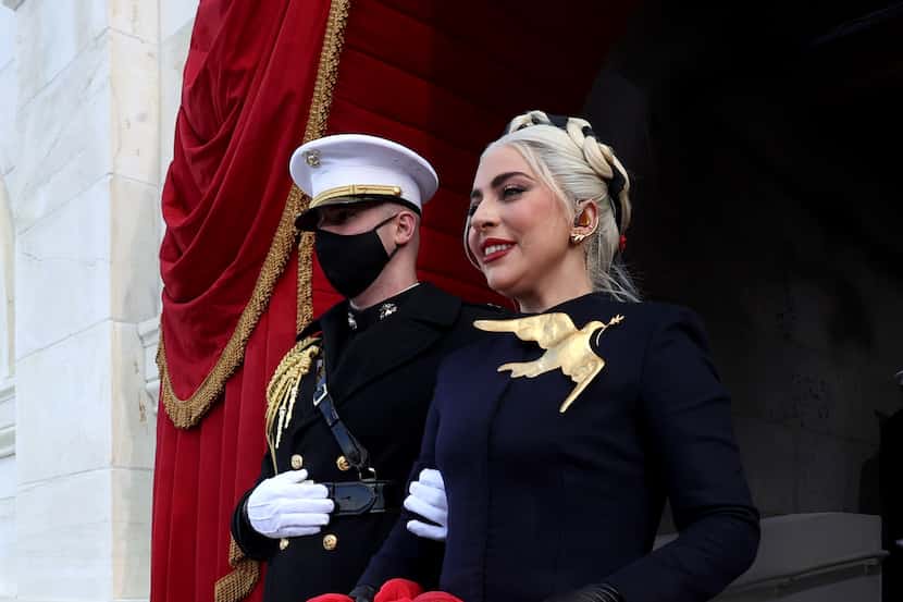 Lady Gaga arrives for the inauguration.
